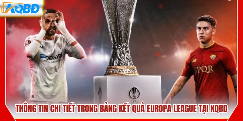 Các dữ liệu hiển thị trong bảng kết quả bóng đá Europa League